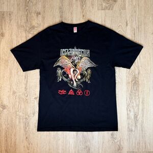 Led Zeppelin Angel Graphic T-Shirt Black Comfort Tag Size L Vintage Style
